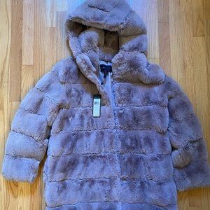 NWT BCBG Lavender Faux Fur Coat, Size Medium